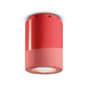 Best Ferroluce Plafonnier PI, cylindrique, Ø 8,5 cm, rouge
