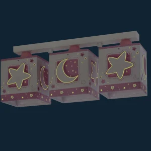 Outlet Dalber Plafonnier pour enfants Moonlight, 3 lampes, rose