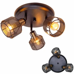 Best Näve Plafonnier rond Foro, à trois lampes, noir/doré
