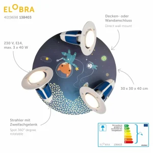 Fashion Elobra Plafonnier rond Space Mission, bleu