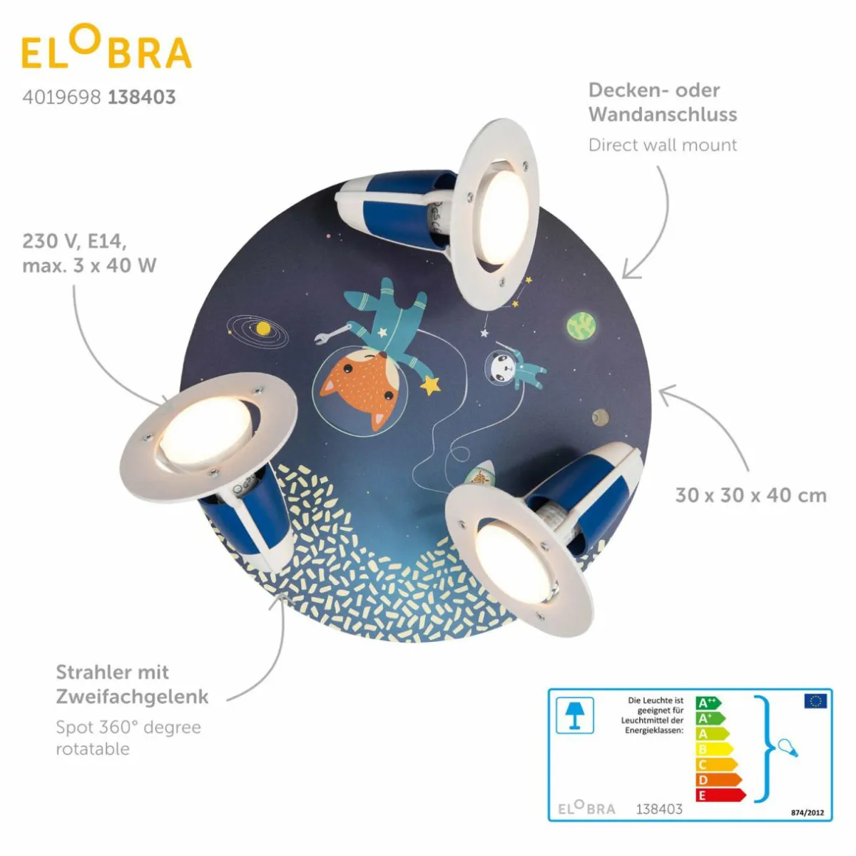 plafonnier_rond_space_mission_bleu_0.webp Fashion Elobra Plafonnier rond Space Mission, bleu