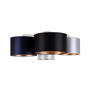 Flash Sale Euluna Plafonnier Satin 4 lampes bleu/noir/argenté/blanc