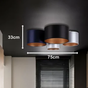 Flash Sale Euluna Plafonnier Satin 4 lampes bleu/noir/argenté/blanc