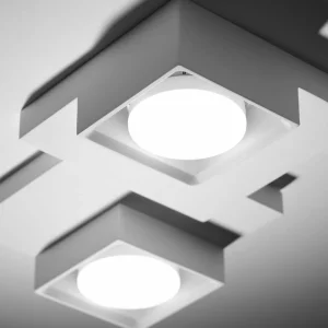 Sale TECNICO by Sforzin Plafonnier Sibari, blanc, plâtre, 29 cm de long, à 2 lampes, GX53
