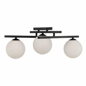 Best Sale EMIBIG LIGHTING Plafonnier Smart, noir/opale, à 3 lampes