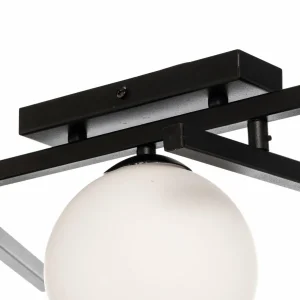 Best Sale EMIBIG LIGHTING Plafonnier Smart, noir/opale, à 3 lampes
