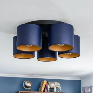 Cheap Luminex Plafonnier Soho cylindrique, à 5 lampes bleu/doré