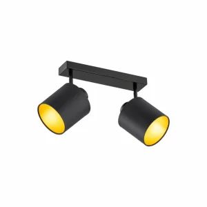 Fashion Argon Plafonnier Suerte, noir / or, 2 lampes, textile, acier