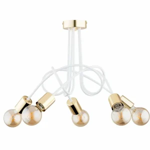 Cheap Alfa Plafonnier Tango, blanc / doré, 5 lampes, Ø 55 cm