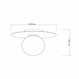 Sale Lucide Plafonnier Tricia, or, Ø 25 cm, verre, 1 lampe, E27