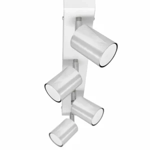 Hot HELAM Plafonnier Tune II, blanc/chrome, métal, 4 lampes, allongé