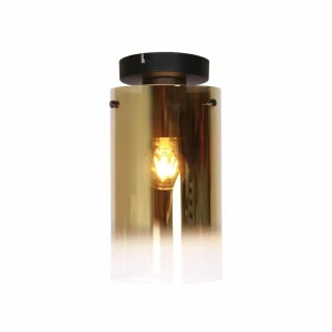 Sale Freelight Plafonnier Ventotto, noir/or, Ø 15 cm, verre