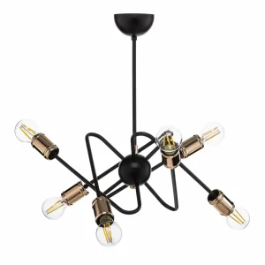 Hot Alfa Plafonnier Virginia 2 à 6 lampes, noir/doré