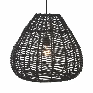 Hot PR Home Adelle Suspension en rotin noir Ø43cm
