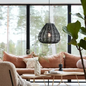 Hot PR Home Adelle Suspension en rotin noir Ø43cm