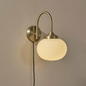 Outlet PR Home Applique murale Elsy, couleur laiton, verre crème, connecteur