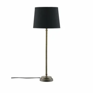 Discount PR Home Lampe à poser Kent, noir/laiton, abat-jour conique