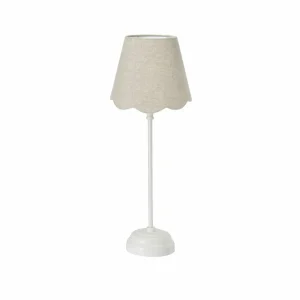 Outlet PR Home Lampe de table Lottie Jasmine lin beige/blanc ancien Ø21cm