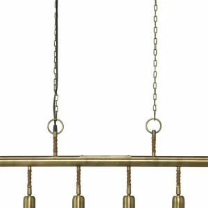 Online PR Home Suspension Nora à 4 lampes, métal, laiton antique