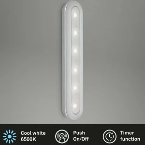 Fashion Briloner Push light LED Row, à piles, 6 500 K, 30 cm