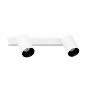 Outlet FARO BARCELONA Spot mural Stan, blanc, aluminium, largeur 33,6 cm, à 2 lampes.