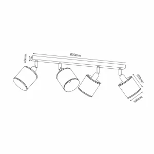 Flash Sale Luminex Spot plafond Adeline abat-jour jute 4 lampes long