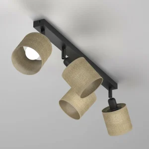Flash Sale Luminex Spot plafond Adeline abat-jour jute 4 lampes long
