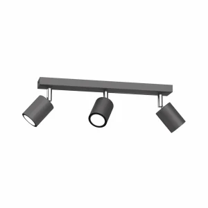 Discount Luminex Spot plafond Jarek anthracite/chromé, à 3 lampes