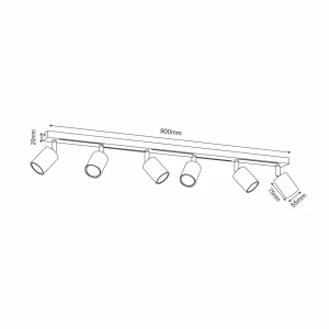 Shop Luminex Spot plafond Jarek anthracite/chromé, à 6 lampes