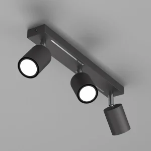 Discount Luminex Spot plafond Jarek anthracite/chromé, à 3 lampes