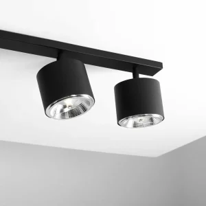 Hot ALDEX Spot pour plafond Bot, noir, à quatre lampes