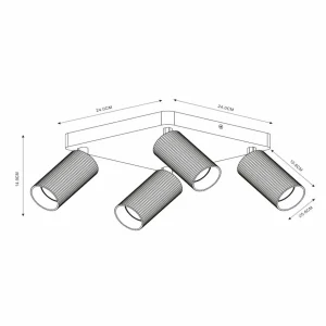 Best Sale Lucide Spot pour plafond Clubs, noir, 4 lampes, GU10, aluminium