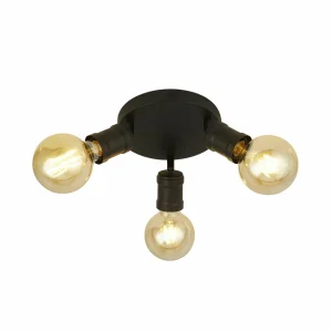 Shop Searchlight Spot pour plafond Dance, 3 lampes, noir, métal, E27, Ø 30 cm