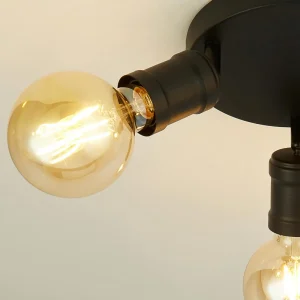 Shop Searchlight Spot pour plafond Dance, 3 lampes, noir, métal, E27, Ø 30 cm