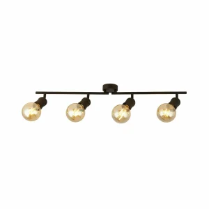 Sale Searchlight Spot pour plafond Dance, 4 lampes, noir, métal, E27, 79 cm
