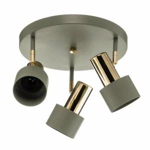 Fashion Argon Spot pour plafond Destin, à 3 lampes, vert/laiton