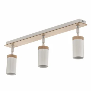 New EMIBIG LIGHTING Spot pour plafond Elba détails bois 3 lampes blanc