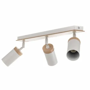 New EMIBIG LIGHTING Spot pour plafond Elba détails bois 3 lampes blanc