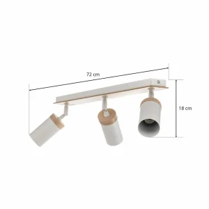 New EMIBIG LIGHTING Spot pour plafond Elba détails bois 3 lampes blanc