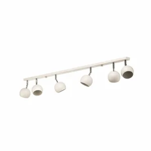 Store SOLLUX LIGHTING Spot pour plafond Flame, blanc, à six lampes
