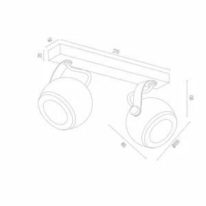 Shop Argon Spot pour plafond Kos Plus, à 2 lampes, laiton/blanc