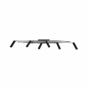 Discount Trio Lighting Spot pour plafond LED Zeno, 6 spots, aluminium brossé/noir, métal