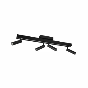 Store Trio Lighting Spot pour plafond LED Zeno, 4 spots, noir mat, métal
