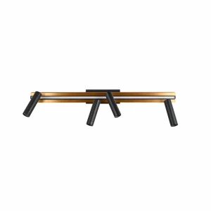 Store Trio Lighting Spot pour plafond LED Zeno, 4 spots, noir/or, métal