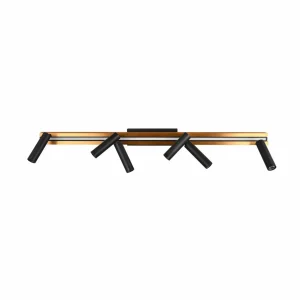 Fashion Trio Lighting Spot pour plafond LED Zeno, 6 spots, noir/or, métal