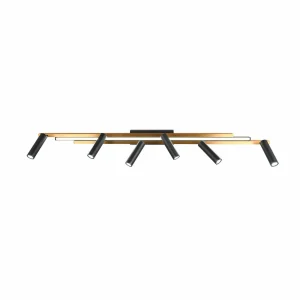 Fashion Trio Lighting Spot pour plafond LED Zeno, 6 spots, noir/or, métal