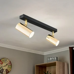 Shop Argon Spot pour plafond Lund en noir et doré, à 2 lampes