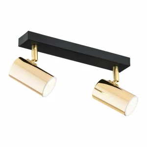 Shop Argon Spot pour plafond Lund en noir et doré, à 2 lampes