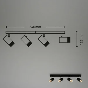 Discount Briloner Spot pour plafond Plek GU10 noir/argent à 4 lampes