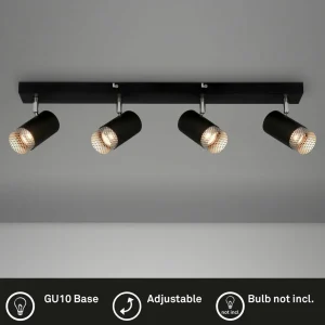 Discount Briloner Spot pour plafond Plek GU10 noir/argent à 4 lampes